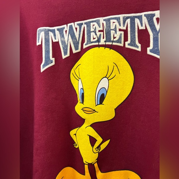 💥2/$15 Vintage 90’s Warner Brothers Tweety red Tweety bird sweatshirt size XXL - Picture 4 of 8